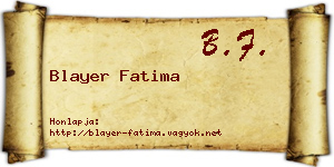 Blayer Fatima névjegykártya